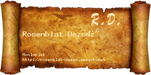 Rosenblat Dezső névjegykártya